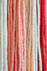 Strins of beads with pastel colors