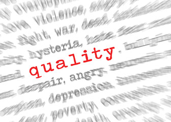 Blured text zoom effect with focus on quality