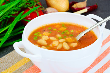 Sicilian Tomato Soup with White Beans. National Italian Cuisine
