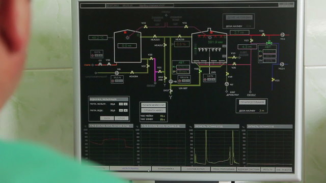 control system in the brewery where the beer production process display