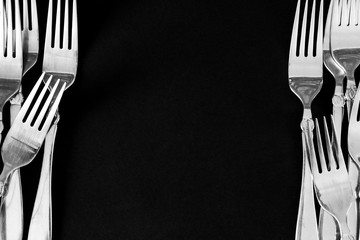 steel fork  on a black background