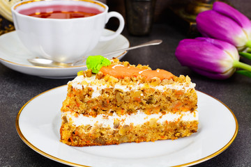 Baking Carrot Cake with Walnuts