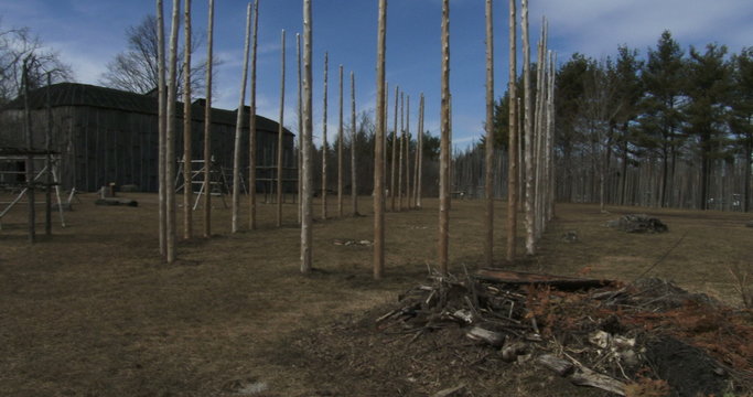 Reconstructed 15th century native american Iroquoian village in Crawford lake, Ontario, Canada