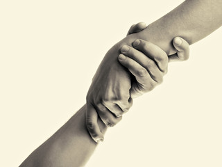 helping hand, isolated, toned image