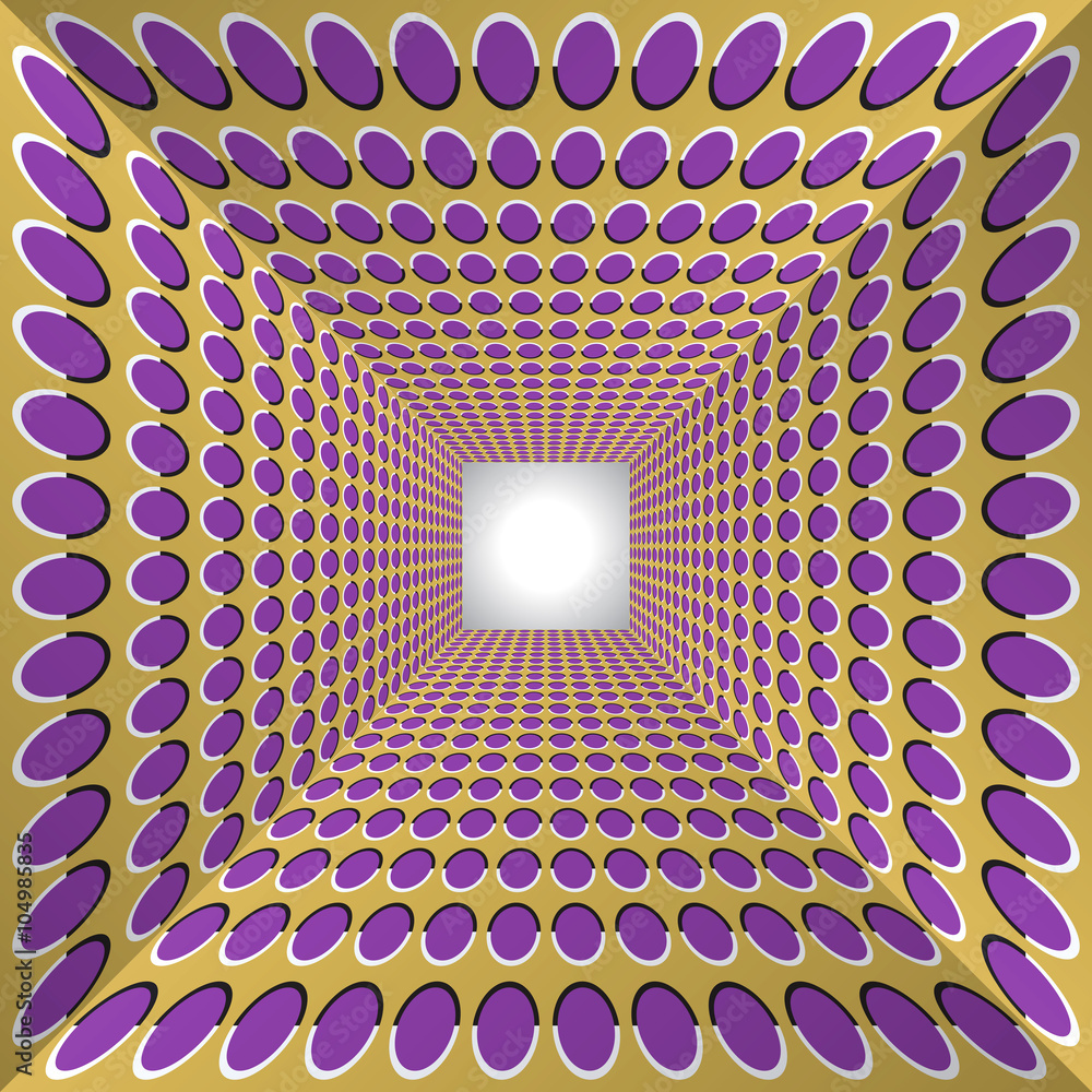Poster tunnel with polka dots walls. abstract background with the optical illusion of movement.