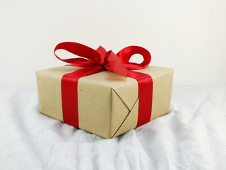 craft paper gift box with ribbon bow