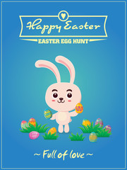Obraz na płótnie Canvas Vintage Easter Egg poster design with Easter bunny