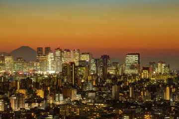 Obraz premium 東京・夕景・夜景・新宿方面