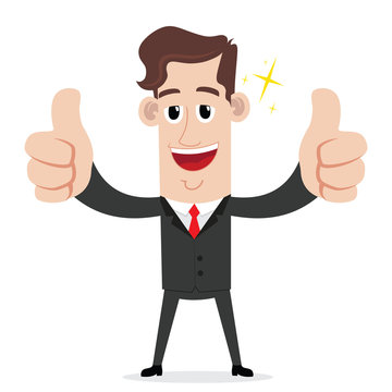 Businessman with two thumbs up gesture