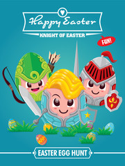 Vintage Easter Egg poster design with knight character