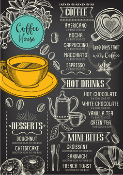 Coffee restaurant cafe menu, template design. 
