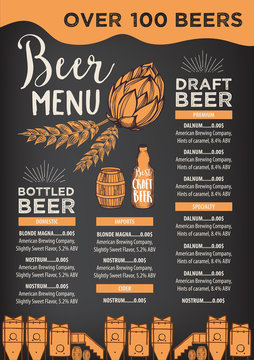 Beer restaurant cafe menu, template design. 
