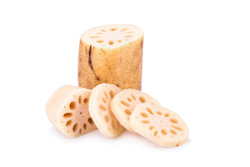 Lotus root on white background