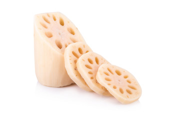 Lotus root on white background