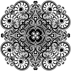 Black and white Mandala, tribal ethnic ornament, vector islamic arabic indian pattern.