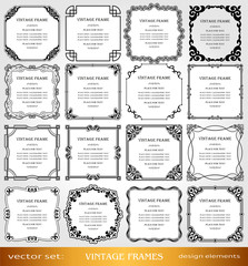 Vintage photo frames set, borders, creative, ornamental square frames