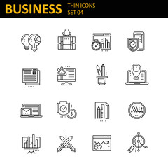 Modern thin line icons set for business
