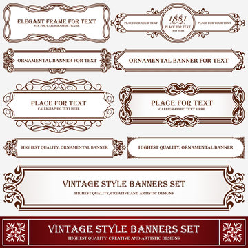 Vintage style banners and labels artistic design, page decorations