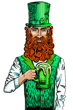 Irish leprechaun with a mug of beer