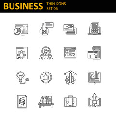 Modern thin line icons set for business