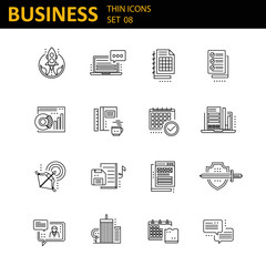 Modern thin line icons set for business