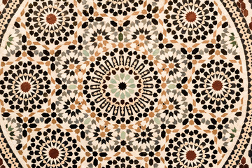 Moroccan style handmade mosaic in round shape in light brown tone