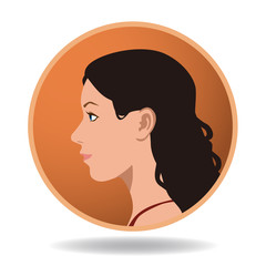 woman profile icon, face as seen from the side, avatar, vector illustration