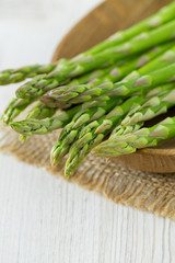 asparagus on wooden surface