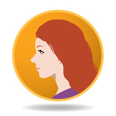woman profile icon, face as seen from the side, avatar, vector illustration