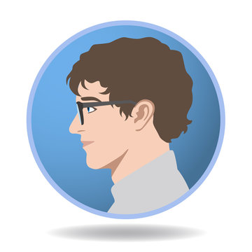 man profile icon, face as seen from the side, avatar, vector illustration