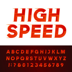 Fototapeta na wymiar High Speed alphabet vector font. Motion effect letters and numbers. Vector typography for flyers, headlines, posters etc.