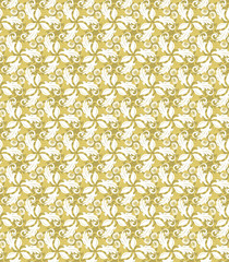 Floral vector golden ornament. Seamless abstract classic pattern with flowers