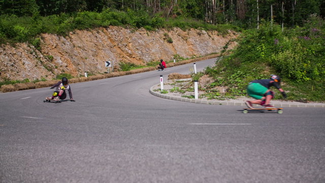 Longboard competition on the road