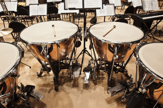  Timpani in the orchestra closeup