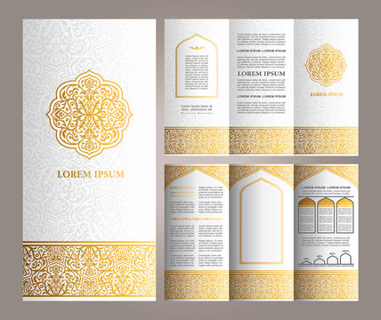 Vintage islamic style brochure and flyer design template 