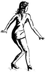 Foto auf Acrylglas Vrouw heeft moeite met lopen op hakken © emieldelange