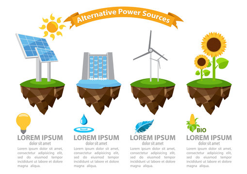 Infographic alternative power sources, the energy infographic, modern infographic template, energetic, infographic with ribbon