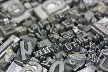 Close up of typeset letters
