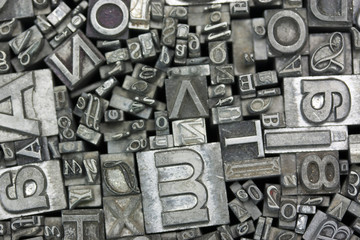 Close up of typeset letters