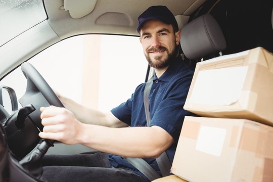 Delivery Man Driving His Van