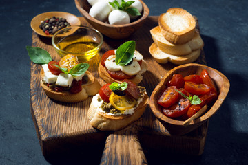 italian antipasti on a cutting board