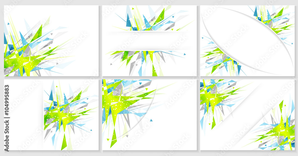 Aufkleber abstract background with sharp triangular shape and arrows - set.