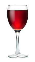Red wine in a glass isolated on white with clip path