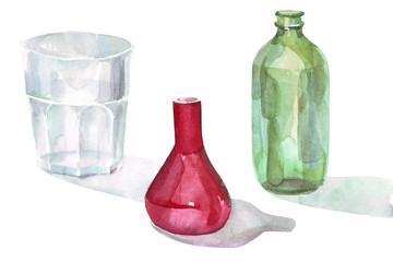watercolor glass objects