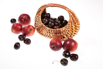 Isolated Peaches In A Basket