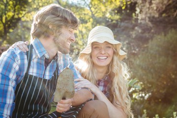 Smiling couple in the garden