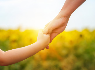 Hands of mother and daughter