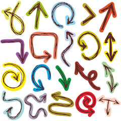 Obraz premium Decorative Hand dravn Sketch Doodle colorful arrows on a white background