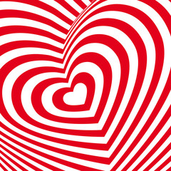 Red heart Valentines day card. Three-dimensional volumetric image