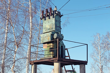 Old small transformer in the village